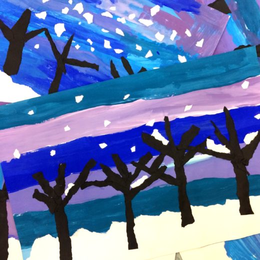 Winter Landscapes With Textured Trees… – Painted Paper Art