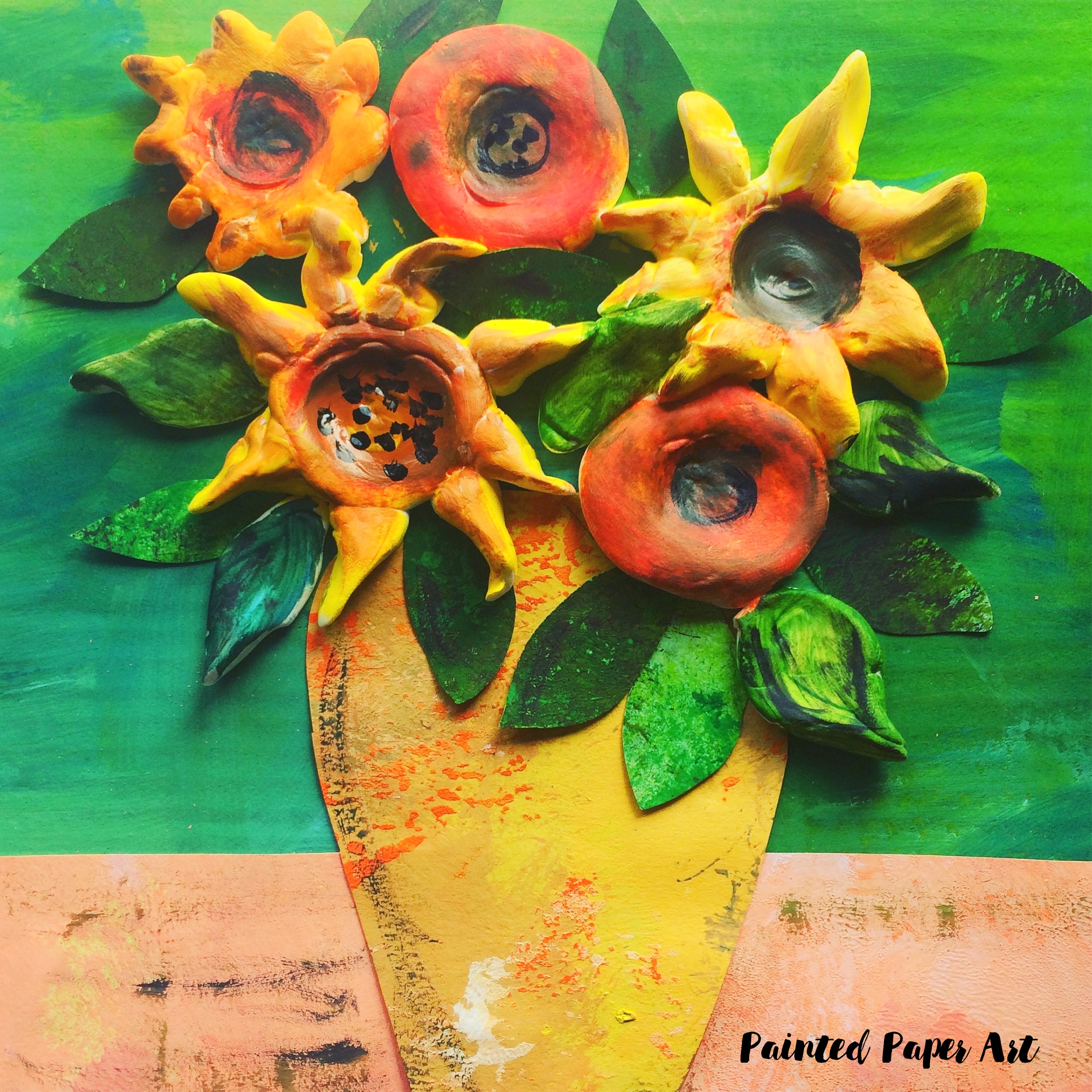 Easy Clay Flowers — Clay Painting on Cardboard