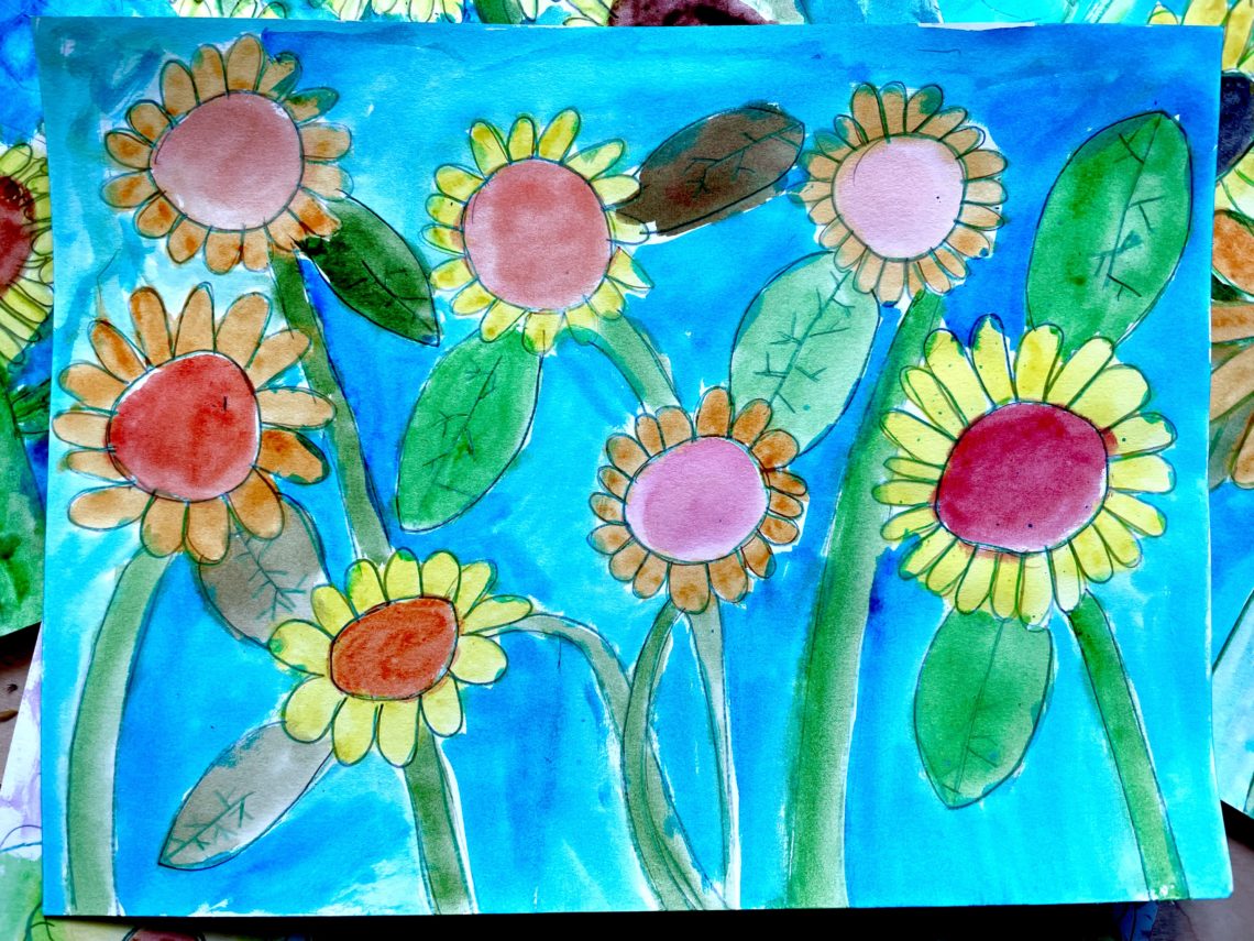 Nature Study: Sunflowers – Painted Paper Art