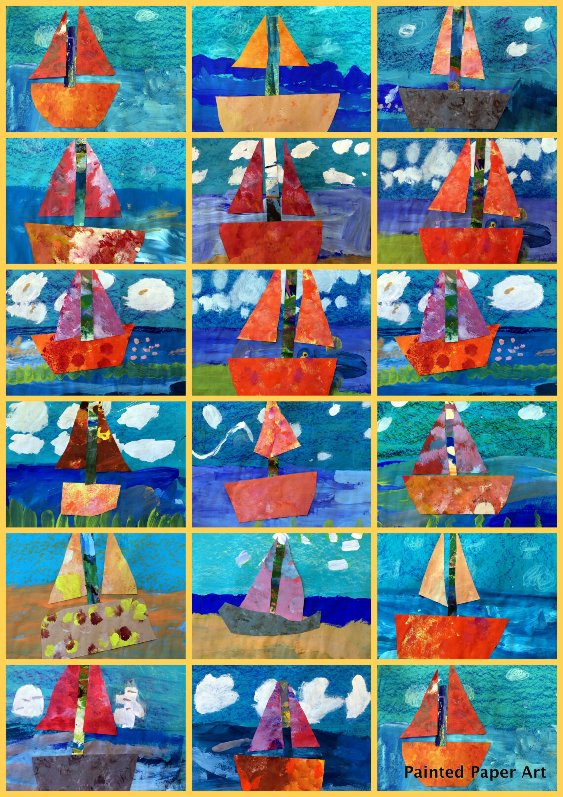 Monet’s Mixed Media Boats – Painted Paper Art